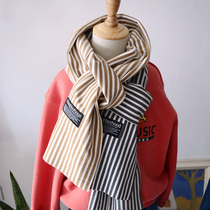 Childrens velvet scarf Korean style versatile striped warm scarf for boys and girls fashionable scarf winter warm scarf