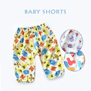 Quần short cotton cho bé trai Quần mỏng Quần short cotton mùa hè Quần đầu gối Quần bé 7 điểm - Quần