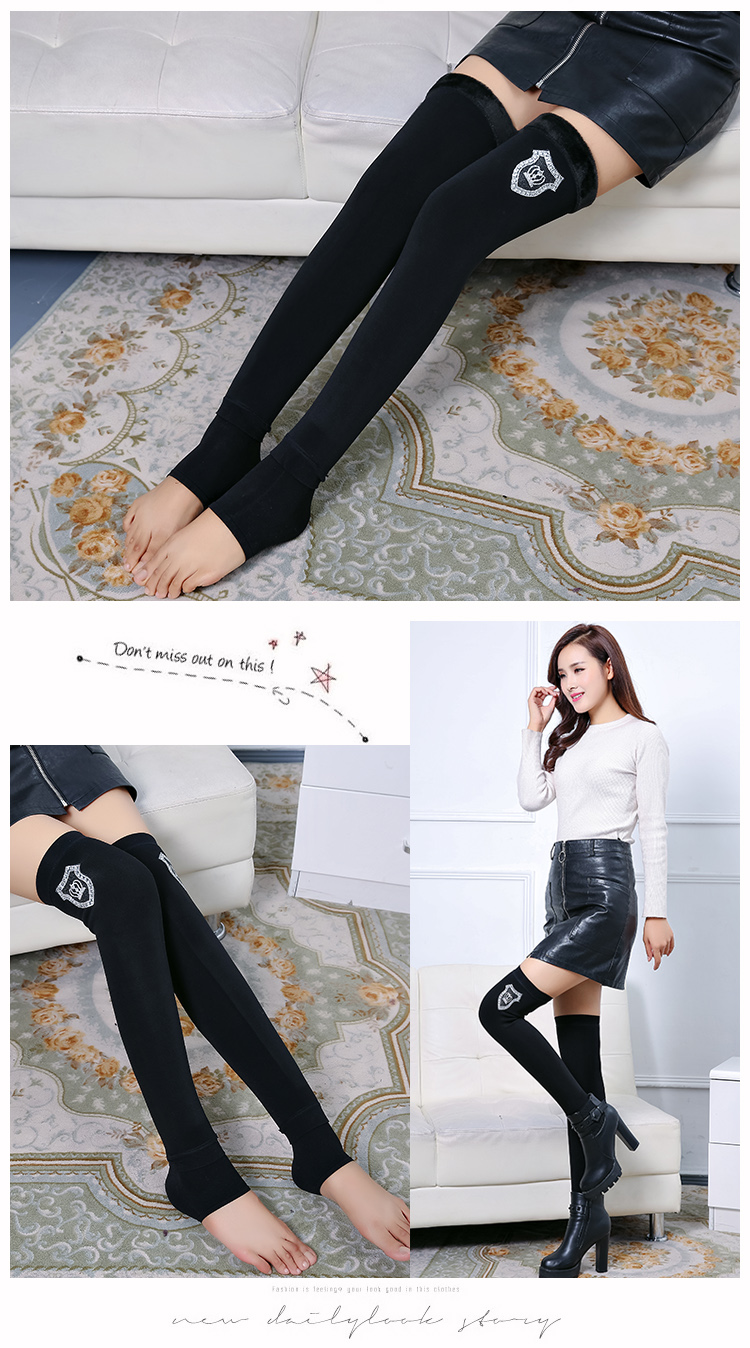 Mùa thu và mùa đông cộng với nhung dày xà cạp ấm áp đầu gối len dài một vớ đặt trên vớ đầu gối vớ nữ tất trắng