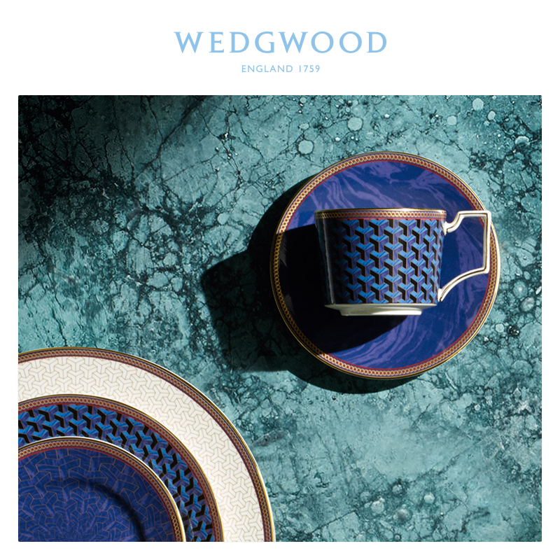 WEDGWOOD waterford WEDGWOOD Byzantine blue cups and saucers 2 set of ipads porcelain coffee cup saucer box suit