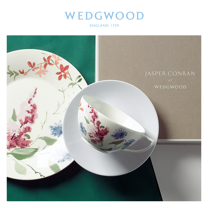 WEDGWOOD waterford WEDGWOOD flower dance blue cups and saucers plate of the three groups of ipads porcelain coffee cup dish plate box set