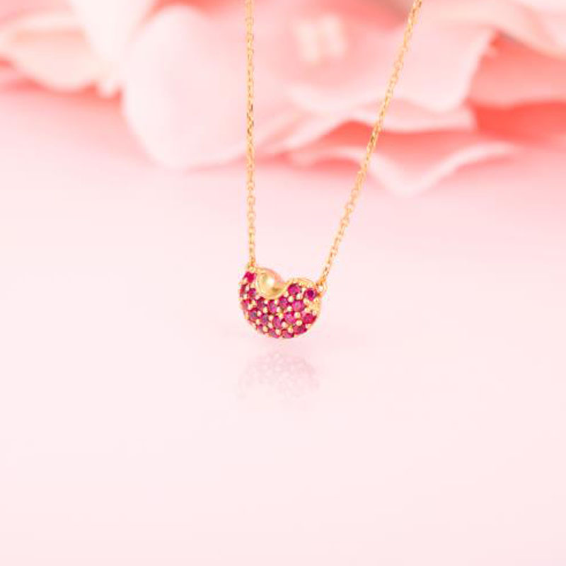 Most Colourful Jewels Ruby Necklace 18K Gold Natural gem pendant with small golden bean item pendant 2020 new product