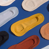 Socks Womens invisible boat socks summer thin ice silk silicone non-slip can not take off with summer cotton shallow socks