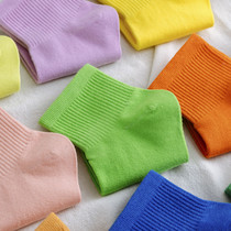 Color socks children in tube ins tide solid color Korea Street candy color summer thin fluorescent color light socks