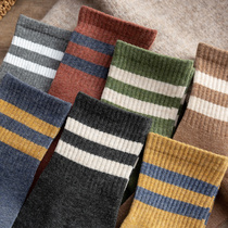 Striped socks childrens midline socks autumn and winter cotton ins tide Japanese stockings spring and autumn thick warm stockings
