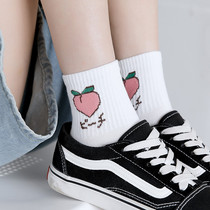 White socks womens pure cotton ins tide personality spring and autumn thin section Japanese cute wild Korean winter street tube socks