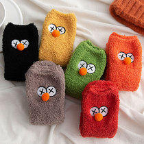 Socks female tube cute coral velvet winter thick three-dimensional cartoon sleep Sleep warm Net Red Stockings