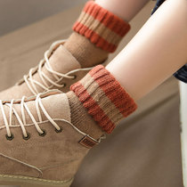 Autumn and winter socks female middle tube thickened velvet wool winter ins tide Joker Korean Japanese long tube