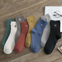 Spring and Autumn Thin Socks Womens Mid-line Socks Inks Korea Cute Japanese Cotton Socks Nets High-Tube Socks Four Seasons