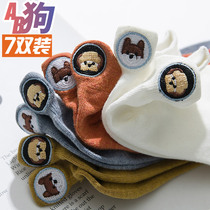 Socks girls socks shallow ins tide spring and autumn short cotton cotton spring and summer thin solid color cartoon boat socks
