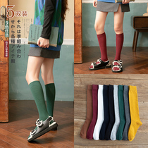 Autumn and winter calf socks womens solid color Japanese piles of tide Korea knee-length thin legs Spring and Autumn style mid-tube long socks