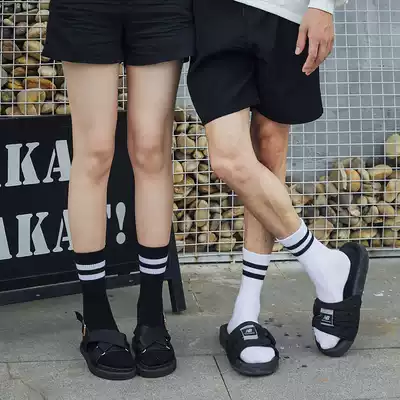 White socks women's tube socks tide ins net red Japanese autumn and winter pure cotton black men's street sports stockings