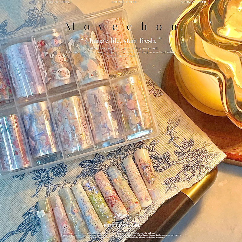 Korean Style ins Hand-Painted Rococo Style Nail Art Transfer Paper Little Angel Rabbit Spring and Summer Art Elements Cute and Practical