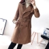 Tay nghề tinh tế! Phiên bản Hàn Quốc của áo khoác nhung kẻ hai dây lỏng lẻo áo khoác vest nữ Trench Coat