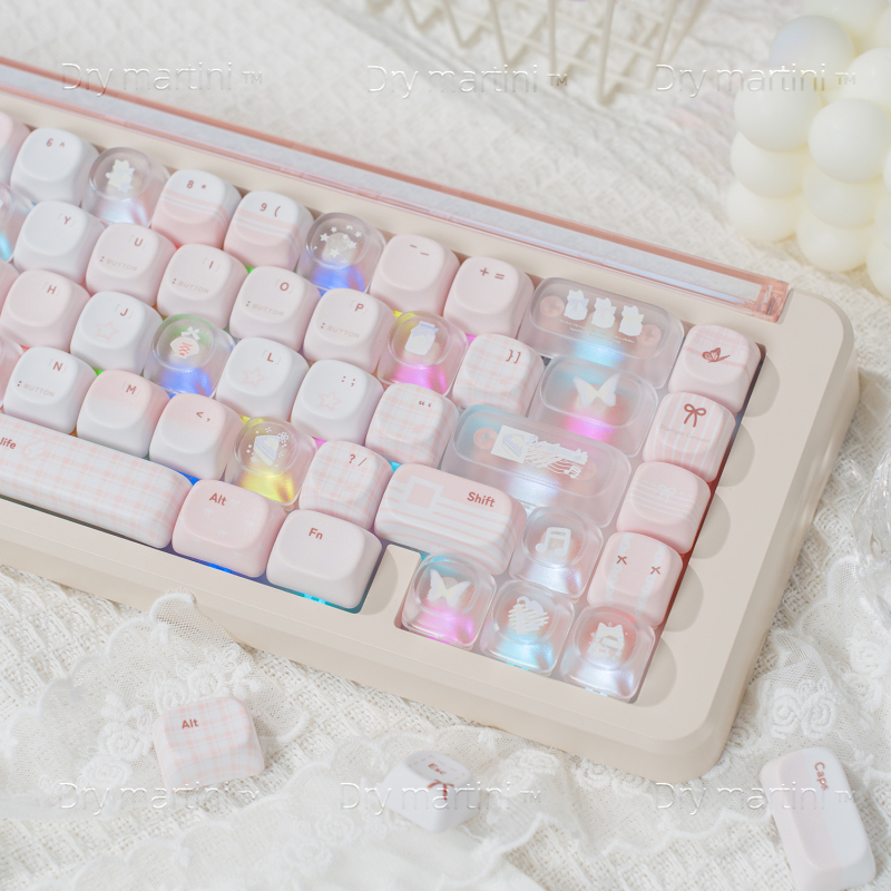 Mo Mcgee Story Keycaps, Rounded Pbt Dye-Sublimation Pc Translucent Mechanical Keyboard Keycaps, 61 68 75 87 108 Etc