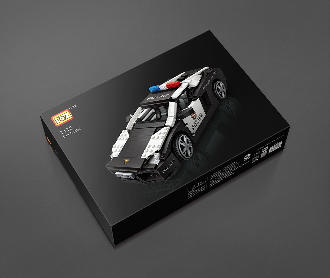 Loz small particle block of Lamborghini police car car Young Toy boy model of adult car