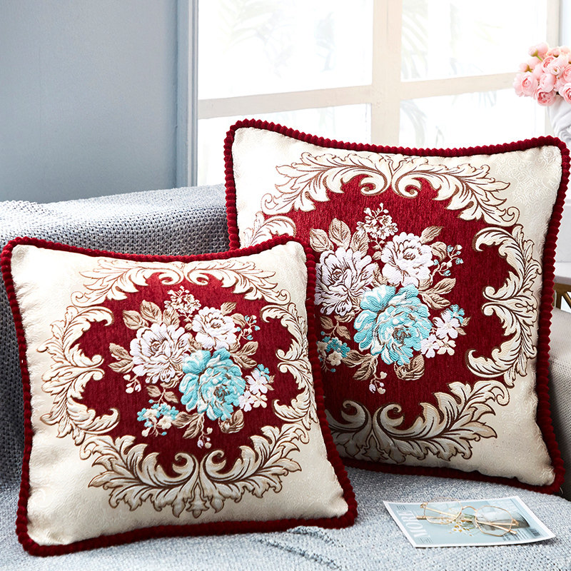 European-style cushion sofa pillow lumbar pillow lumbar support Chinese-style mahogany headrest with core cover