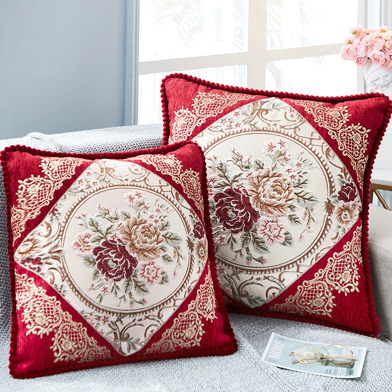 European-style cushion sofa pillow cover with core back cushion soft bag lumbar pillow bed back pillow waist protection light luxury