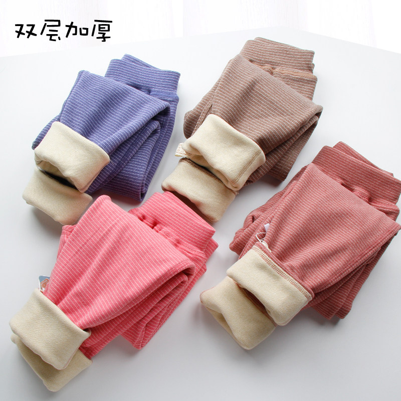 Duvet children warm pants double layer thickened male and female child baby No bones thickened high waist beating bottom Body Cotton Pants Winter