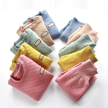 Children's thermal underwear set cotton female baby winter cotton high waist belly protection boy baby autumn clothing long pants set