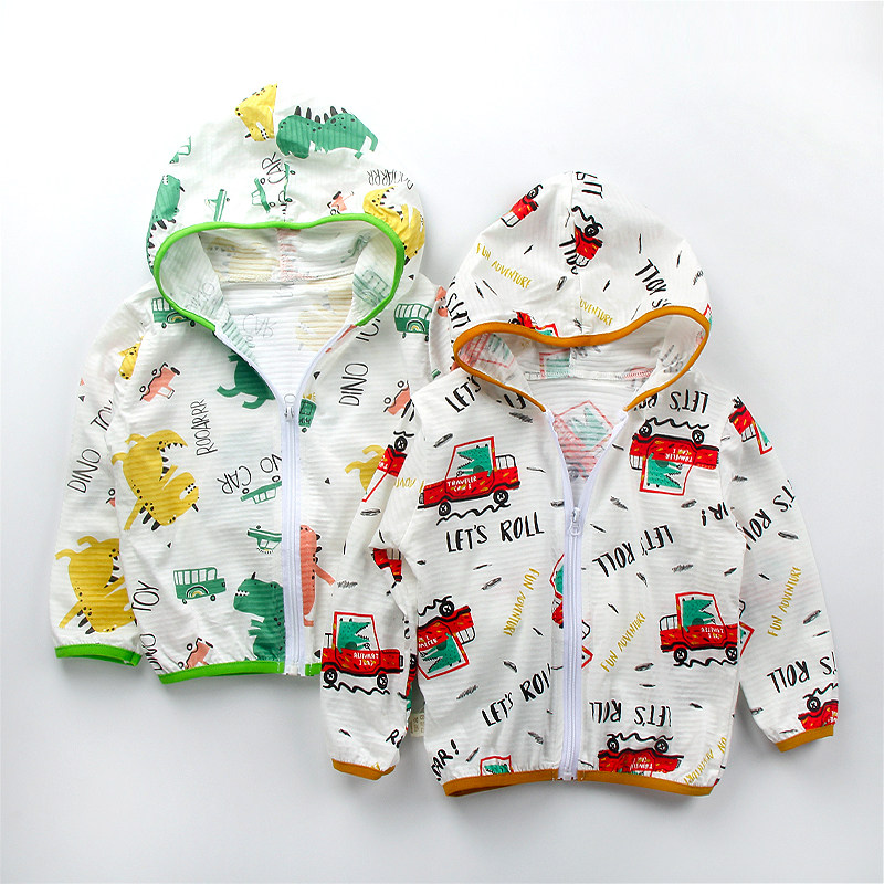 Boy Baby Sunscreen Jacket Pure Cotton Summer Beach Little Boy Skin Coat Air Conditioning Suit Children Sunscreen Thin