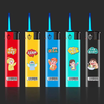 Exquisite frosted metal iron shell windproof lighter blue flame direct inflatable grinding wheel open flame customized advertising