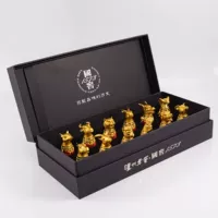 [国窖1573出品十二生肖陶瓷镀金酒杯12兽首酒杯具整套收藏礼盒装]