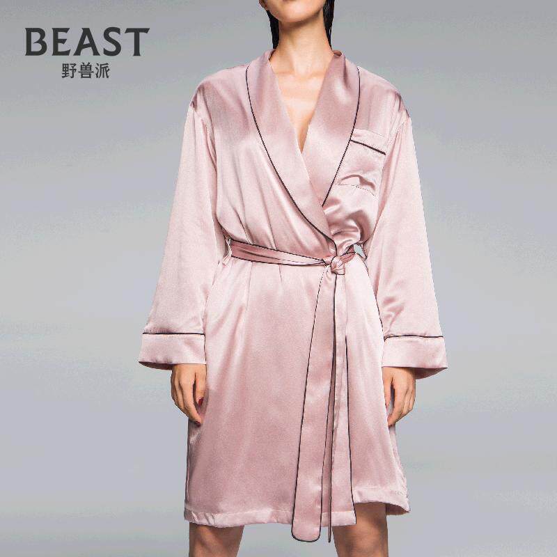 THEBEAST Fauvist Hard Candy Silk FLANNEL WOMEN's smoky powder nightgown pajamas Home clothes