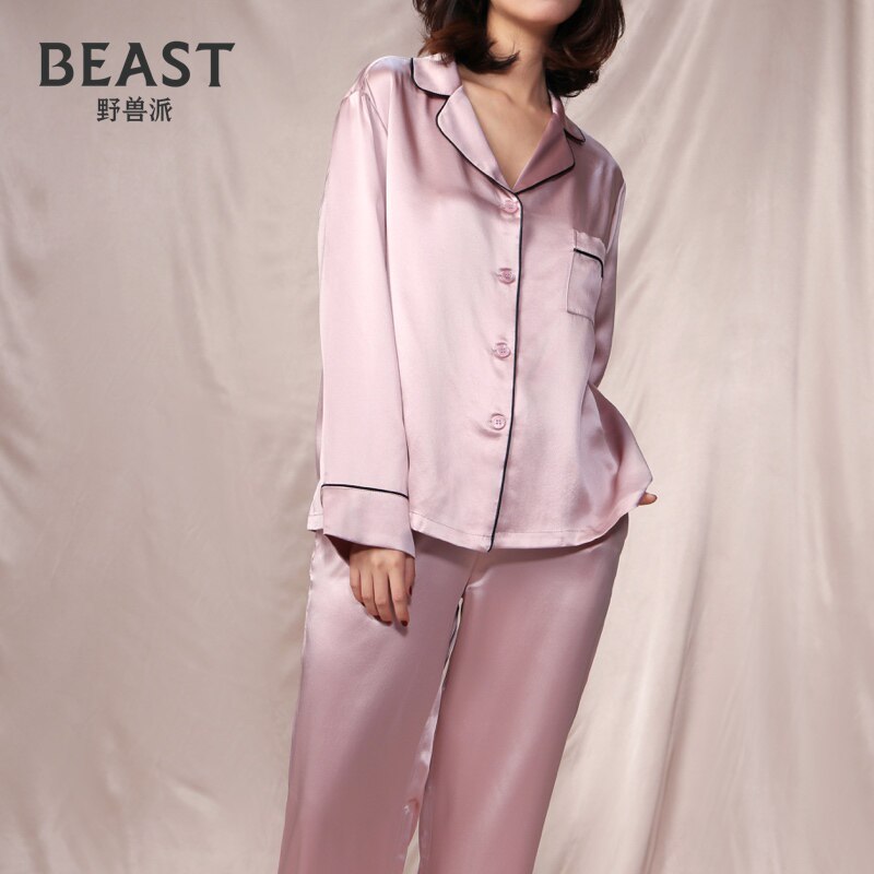 THE BEAST Beast PIE hard candy Pink silk women can wear pajamas Home suit set Birthday gift