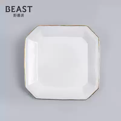 THE BEAST Fauvism decorated with black Pottery handmade square Oval eight-sided plate Western plate plate plate