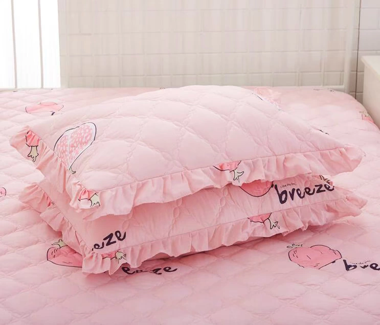 Gối cặp đôi cotton đơn 100% cotton Hàn Quốc gối đơn giản ren đôi dày lên - Gối trường hợp gối tựa đầu ô tô