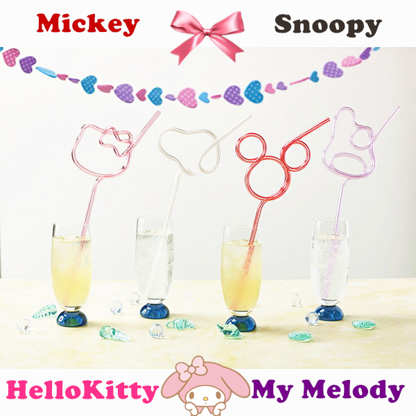 Japan Kitty Melody Melody Melody plastic straws Mickey juice drinks with repeated use of hard straws