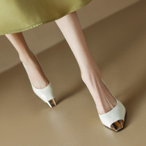 G㊙Inron (designer) soft-bottom not grinding feet ~ genuine leather sexy lacquer leather fine heel black high heel shoe single shoe woman