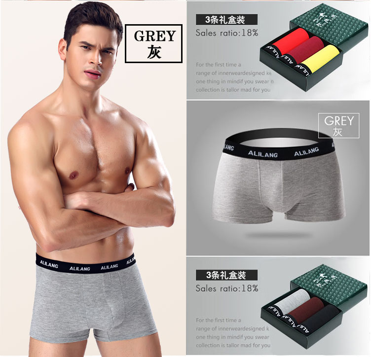 4 hộp quà tặng nam đồ lót nam boxers modal trai đồ lót thể thao thanh niên kích thước lớn bốn điểm quần