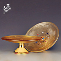 Taiwan pure copper fruit plate fruit plate for Buddha glass lotus fruit plate serving plate fruit plate household fruit plate