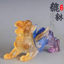 Glass cat ornaments beckoning cai pi xiu living room entrance shop home office desk gift opening gifts