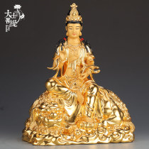 Taiwan gold pure copper Manjushri Bodhisattva Puxian Bodhisattva Manjushri Puxian Buddha statue Huayan Three Holy Family Offerings Ornaments