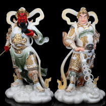 Han BaiYu Garan Veda Bodhisattva Buddha Statue Guan Gong Wei Riding Buddha Statue Ornament Buddhist God of Wealth Left and Right Protector