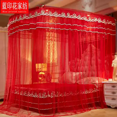Wedding scaling mosquito net Red 1 8 meters bed 2 2 bed home cradle encryption thickened married three U-SHAPED account