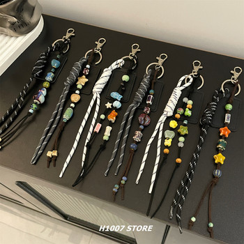 Original design cartoon puppy star ceramic braided rope men's pants chain women's hip-hop style denim overalls hanging chain bag hanging