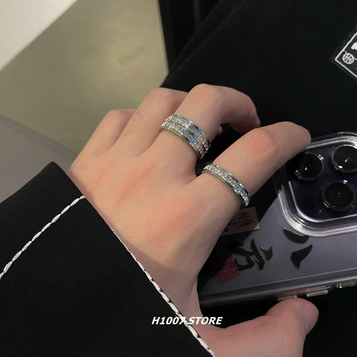 Небольшое дизайнерское кольцо из нержавеющей стали в стиле хип-хоп для влюбленных, не выцветает, инкрустировано бриллиантами, европейский стиль, тренд сезона, на указательный палец