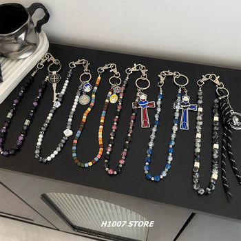 H1007 original portrait beaded men's trouser chain women's hip-hop style niche design jeans overalls hanging chain