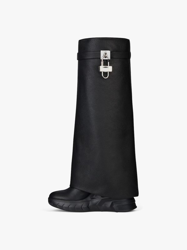 2026 European and American Autumn and Winter New Style Genuine Leather Thick-Soled Boots with Buckle, European and American Boots with Pebbled Pattern, Round-Toe Boots, Wedge Boots, High-Tube Boots