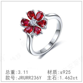 S925 silver diamond ring luxury high-end new cultured diamond simple cultured ruby plated diamond ring ring ring
