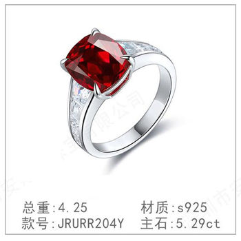 S925 silver diamond ring luxury high-end new cultured diamond simple cultured ruby plated diamond ring ring ring