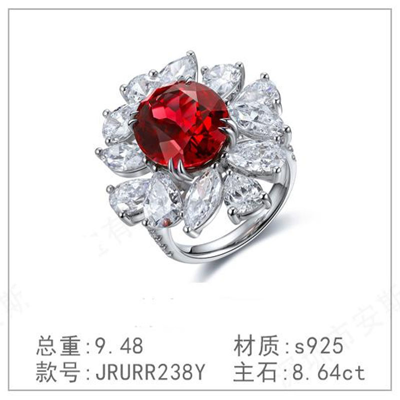 S925 silver diamond ring luxury high-end new cultured diamond simple cultured ruby plated diamond ring ring ring