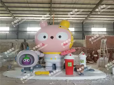 Hangzhou shopping mall Meichen cold rabbit theme cartoon doll decoration large glass fiber rabbit cartoon model