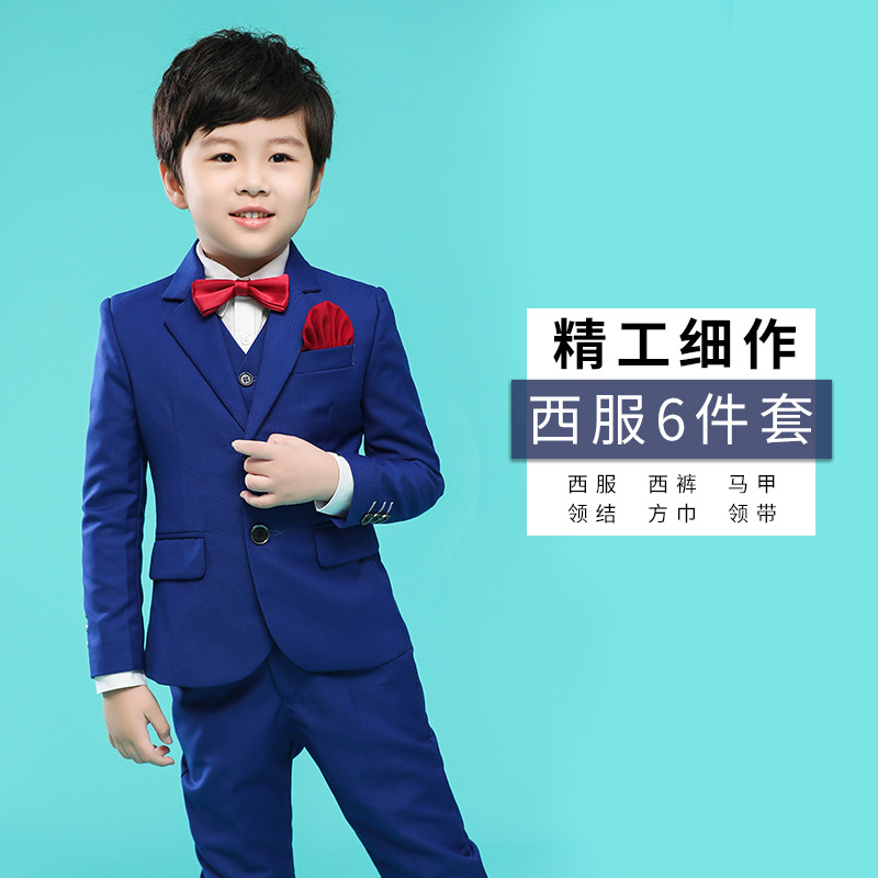 Trẻ em phù hợp với bộ đồ 2019 mới của Hàn Quốc phiên bản của hoa chủ chiếc váy trẻ béo kích thước lớn lớn cậu bé phù hợp với bé trai lớn.