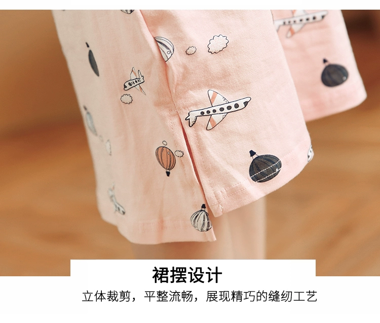 Váy ngủ của phụ nữ cotton tinh khiết Hàn Quốc váy rộng rãi mùa hè sinh viên dễ thương đồ ngủ ngắn tay mặc nhà mùa hè - Đêm đầm