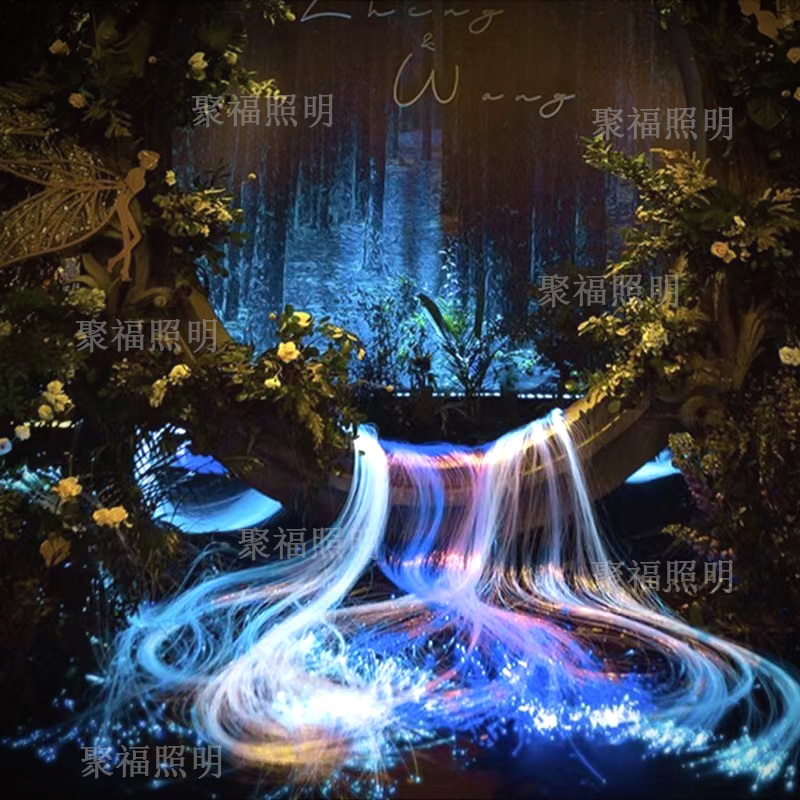 Fiber Optic Light Tree, Outdoor Landscaping, Water Curtain, Flowing Water Waterfall, Starry Sky Atmosphere, Romantic Wedding, Internet-Famous Fiber Light Fiber Optic Light Tree, Outdoor Landscaping, Water Curtain, Flowing Water Waterfall, Starry Sky Atmosphere, Romantic Wedding, Internet-Famous Fiber Light
